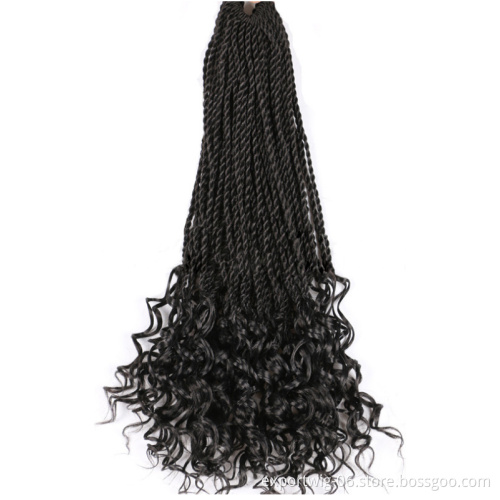 Ombre Braiding Hair Extensions 18inch Goddess Senegalese Twist Hair Curly Wavy Ends Synthetic Crochet Braids Hair Extensions